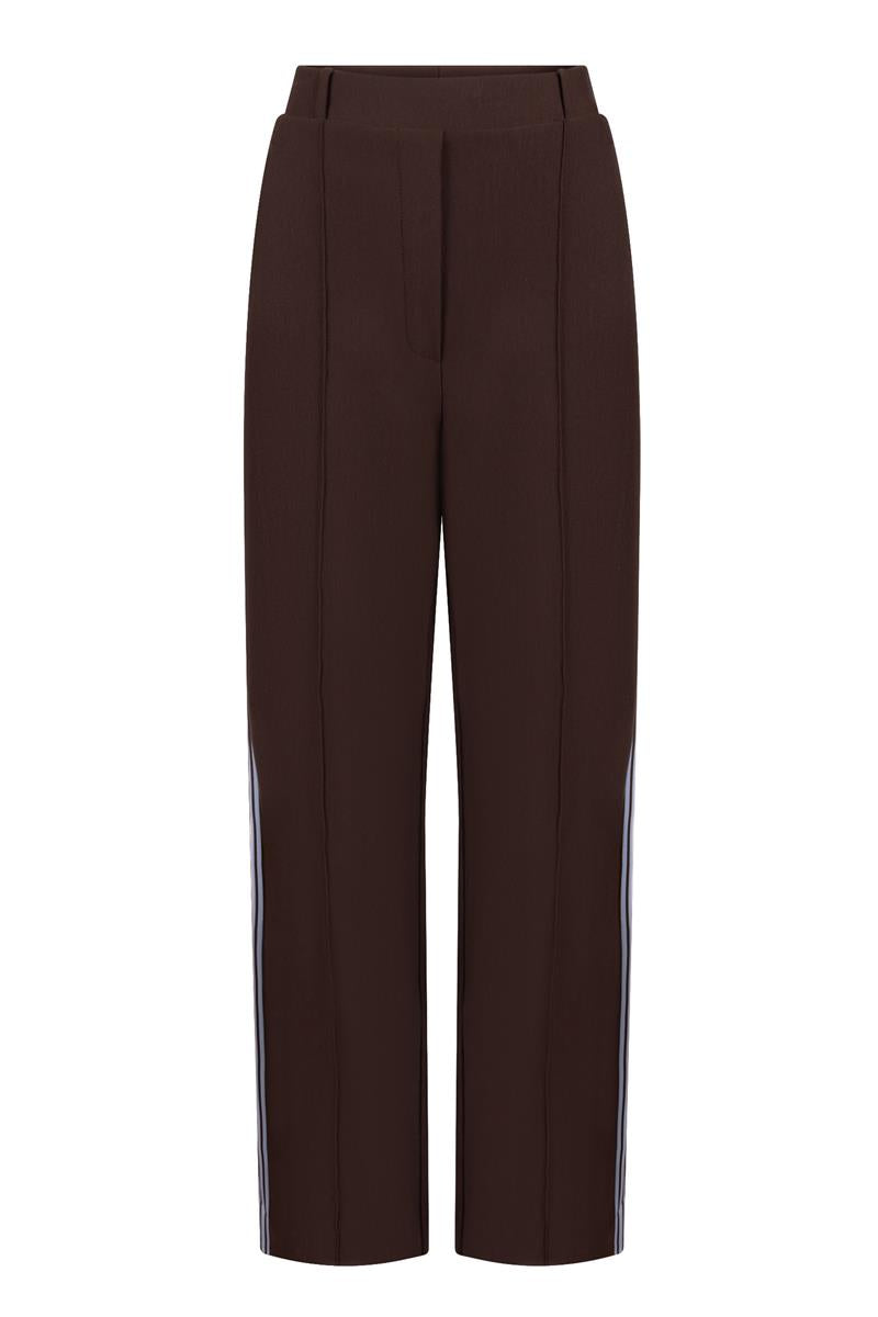Aleid Bruine pantalon met streepdetail