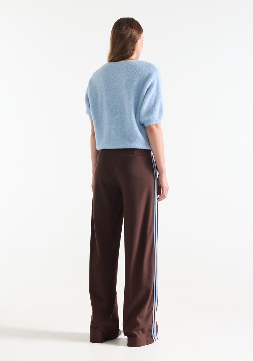 Aleid Bruine pantalon met streepdetail