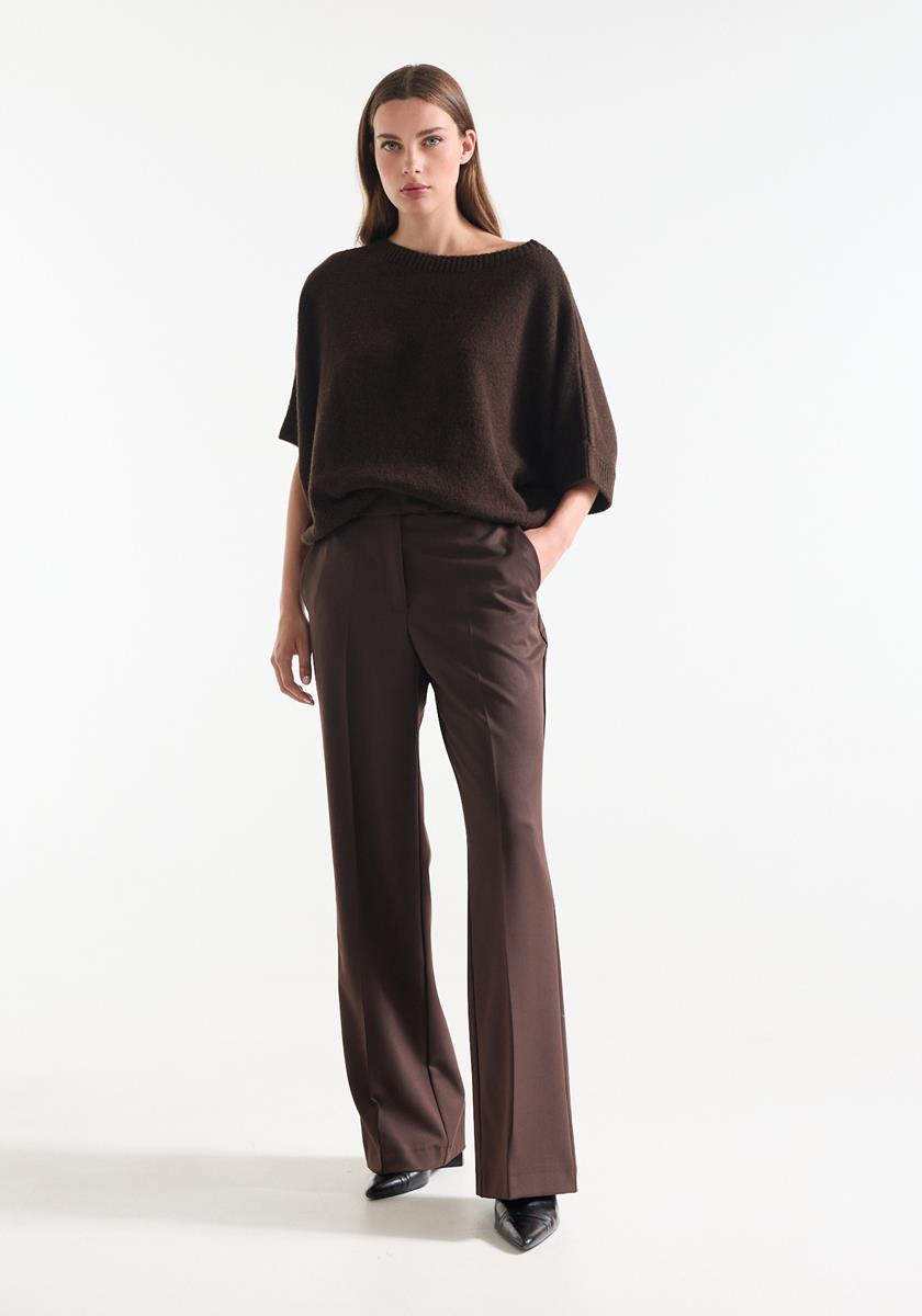 Alice Bruine pantalon met wijde pijpen