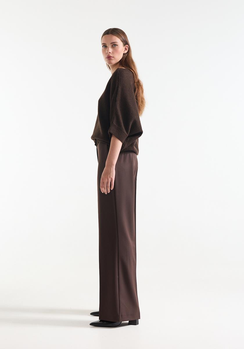 Alice Bruine pantalon met wijde pijpen