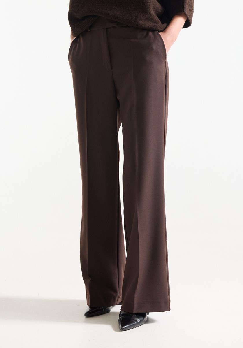 Alice Bruine pantalon met wijde pijpen