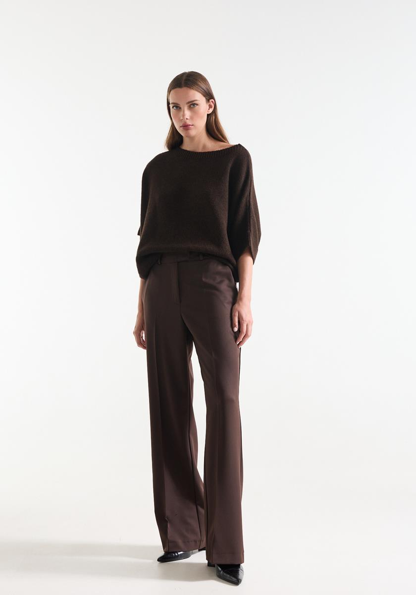 Alice Bruine pantalon met wijde pijpen