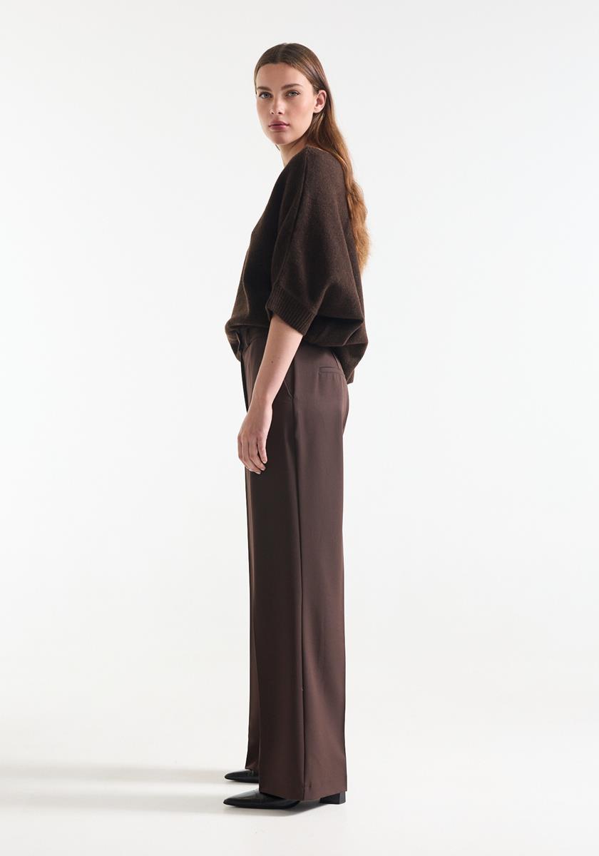 Alice Bruine pantalon met wijde pijpen