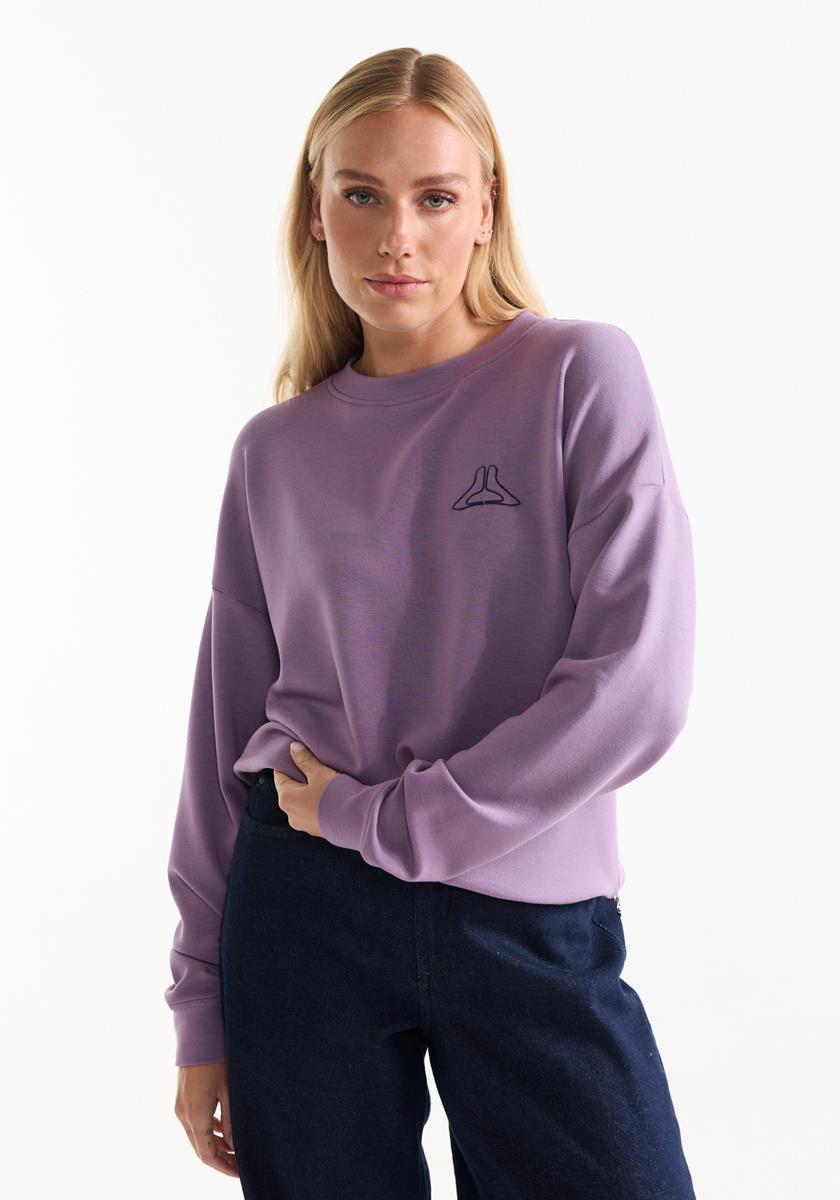Alice Paarse sweater met subtiel logo-detail