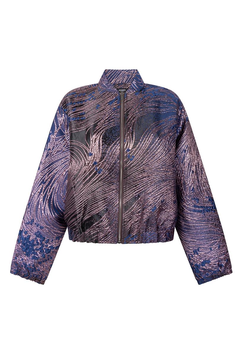 Aster Blauw jasje met glanzend dessin