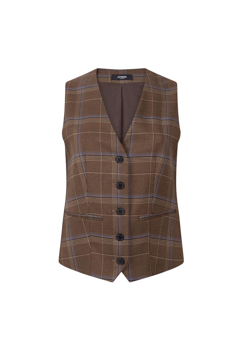 Kendra Bruin geruit gilet