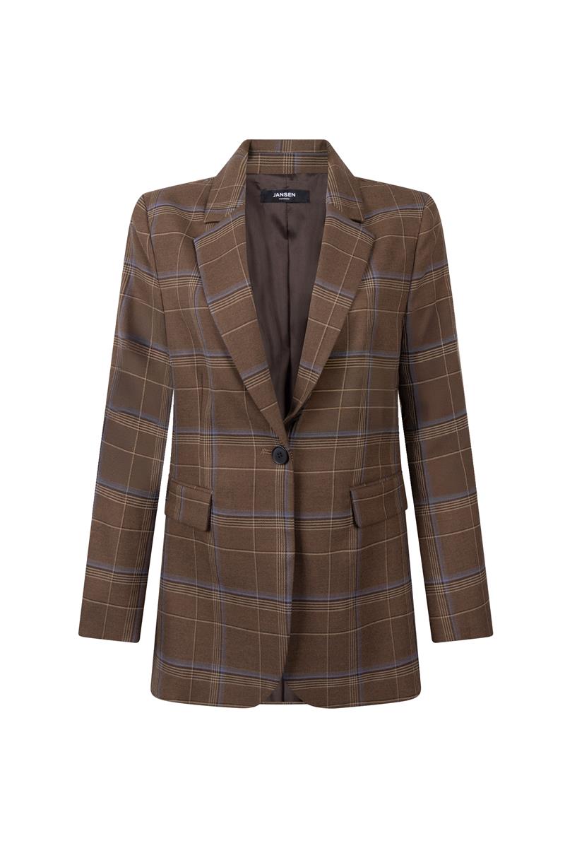 Kylia Bruine geruite blazer
