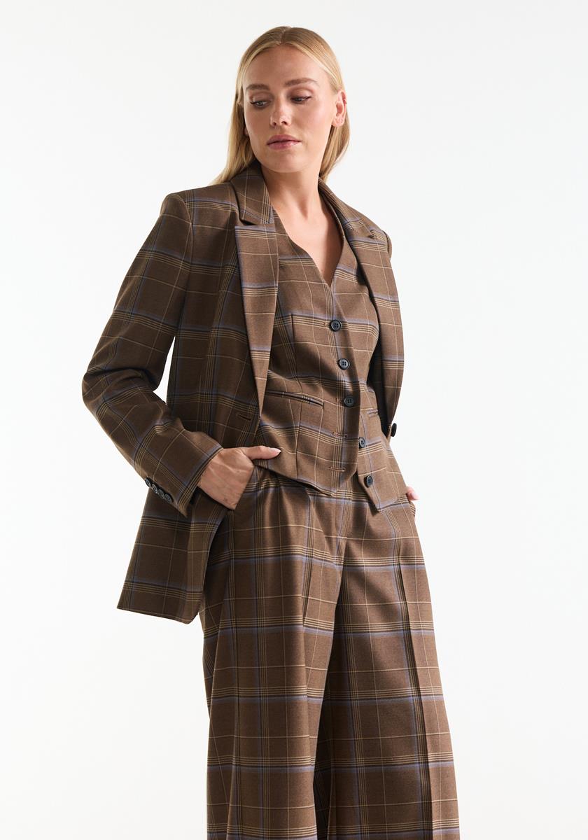 Kylia Bruine geruite blazer