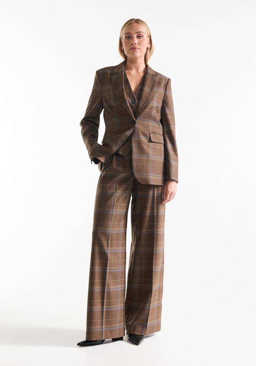 Kylia Bruine geruite blazer
