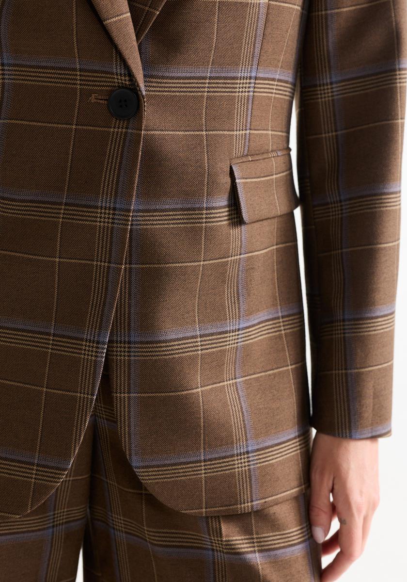 Kylia Bruine geruite blazer