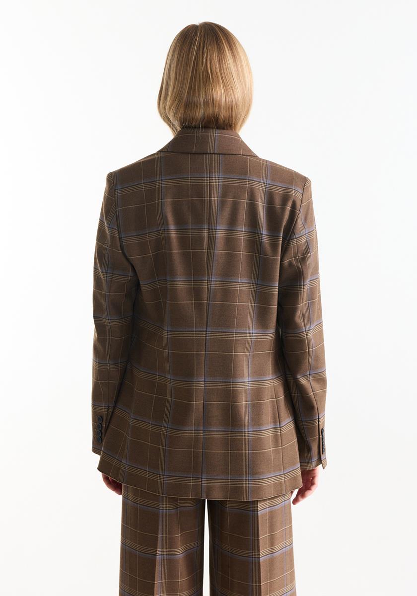 Kylia Bruine geruite blazer