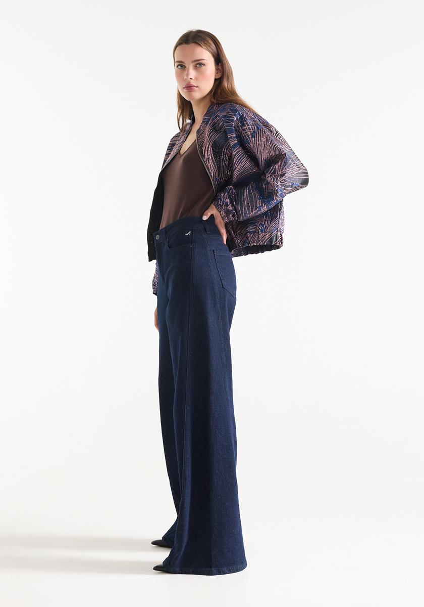Jane Donkerblauwe wide leg jeans