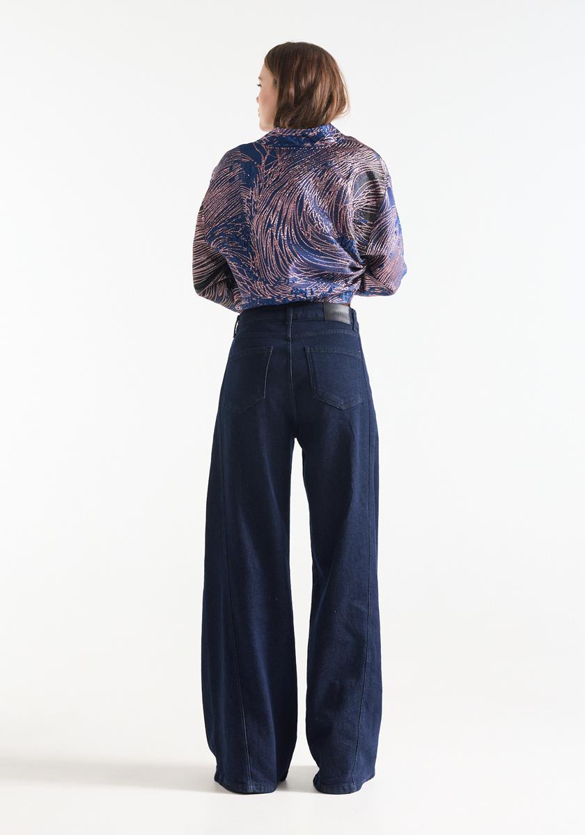 Jane Donkerblauwe wide leg jeans