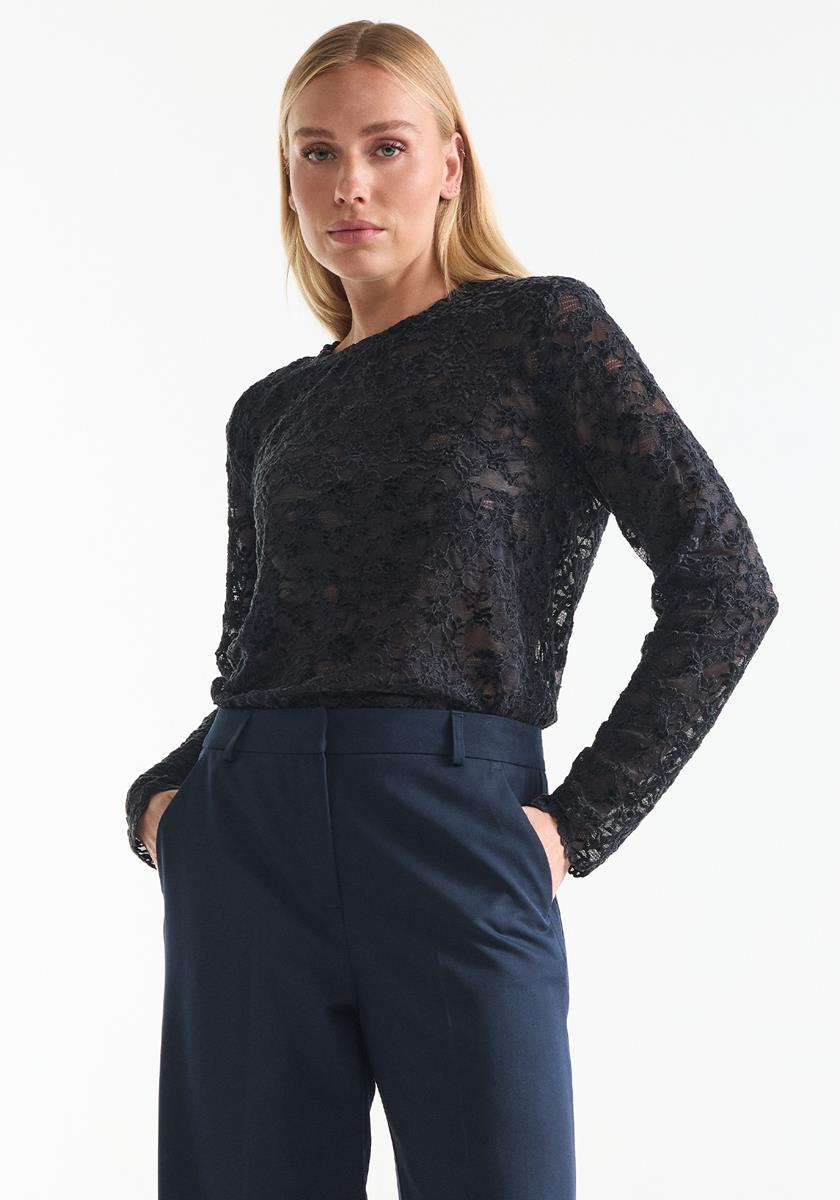 Kiki Donkerblauw kanten top
