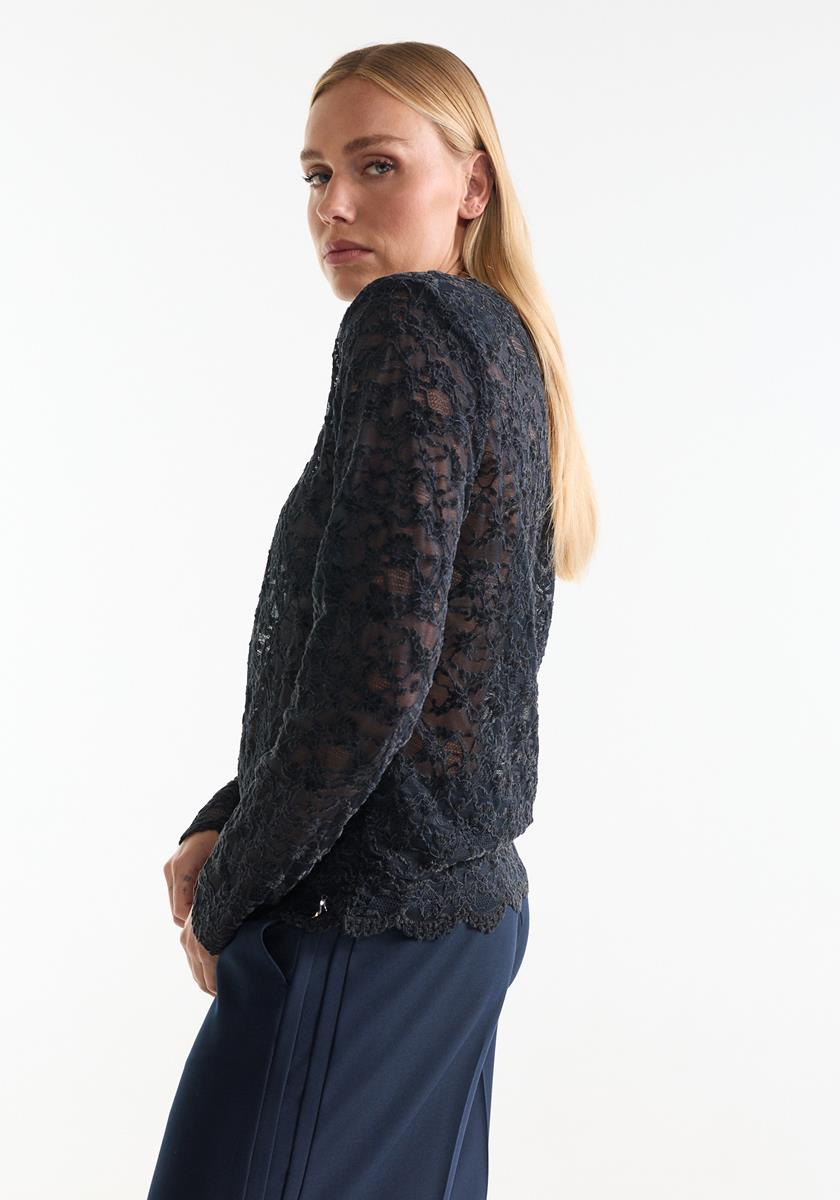 Kiki Donkerblauw kanten top