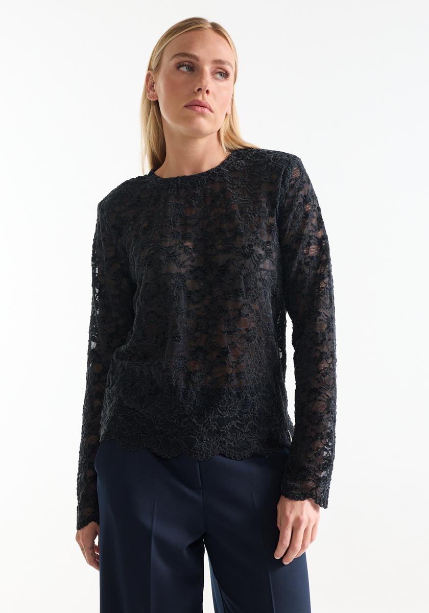 Kiki Donkerblauw kanten top