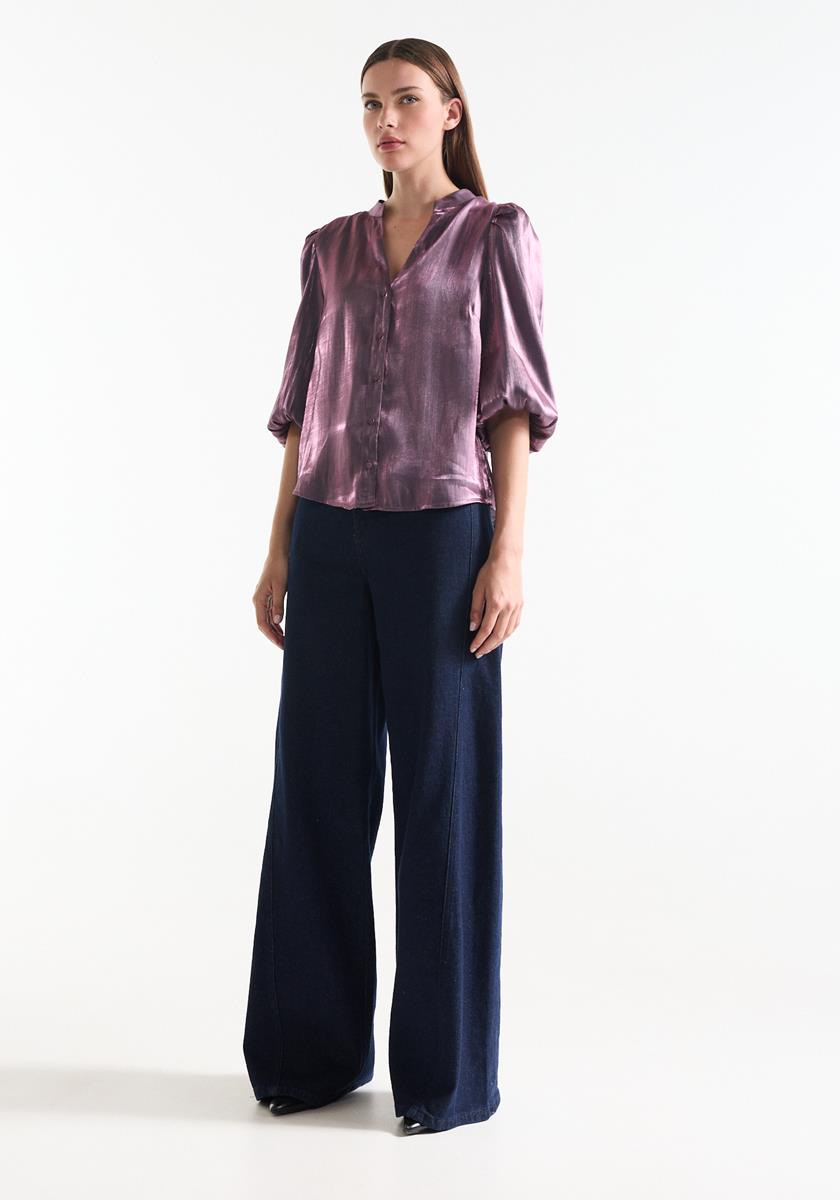 Bo Paarse glanzende blouse