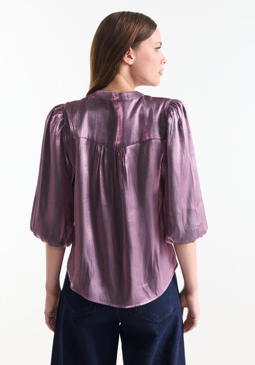 Bo Paarse glanzende blouse