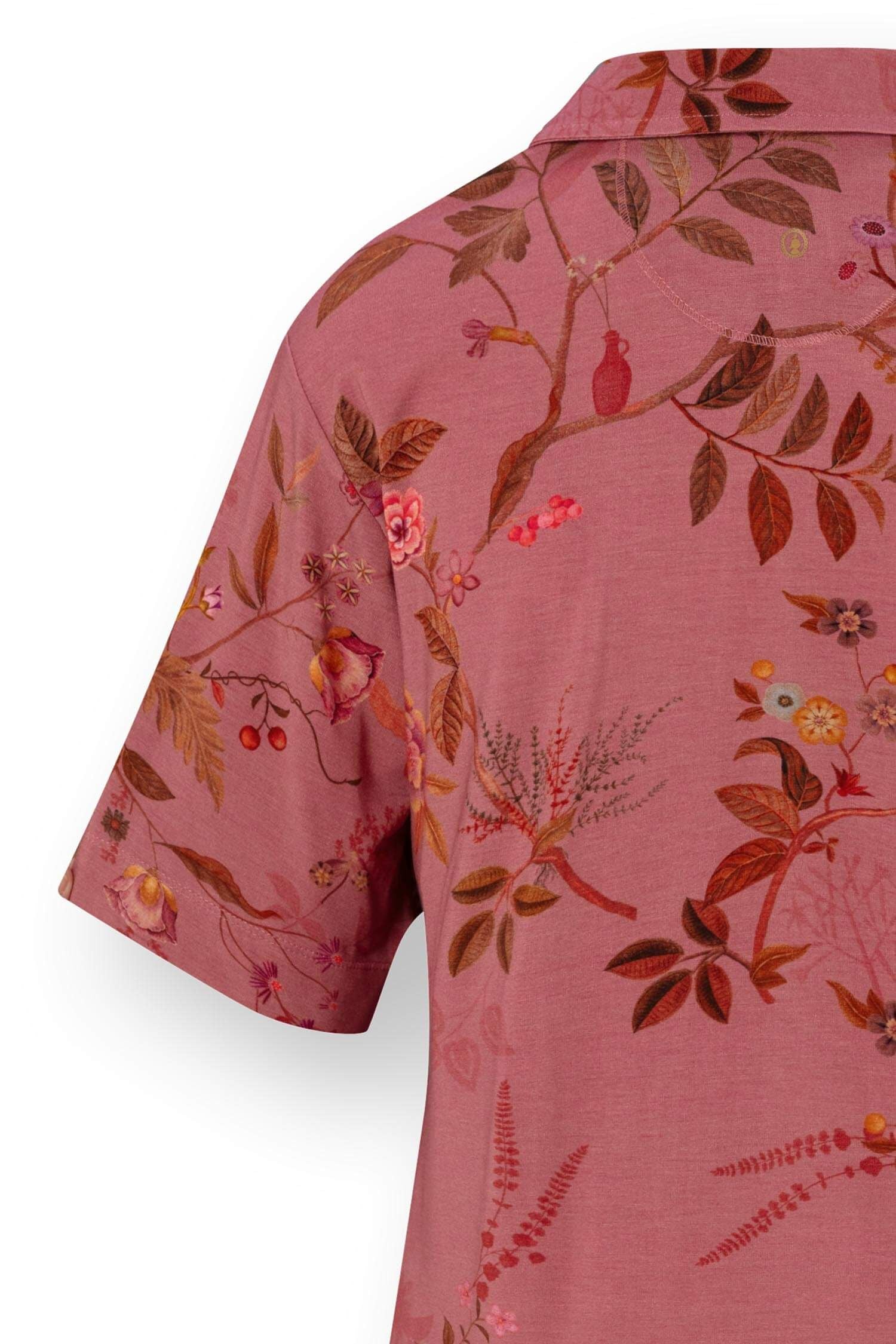 Flora Top Korte Mouw Bodhi Flower Donkerroze
