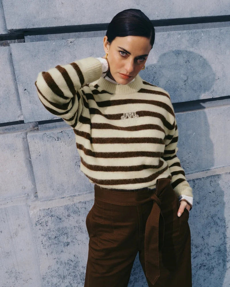 JV-IZE oversized trui met strepen - brown stripe