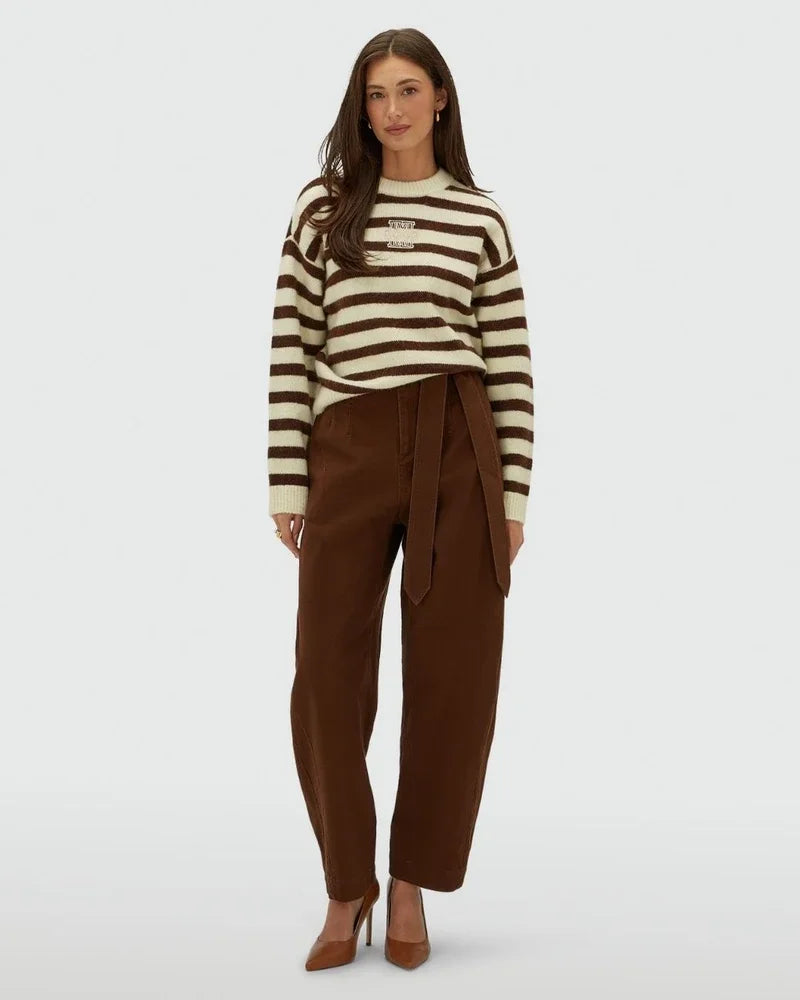 JV-IZE oversized trui met strepen - brown stripe