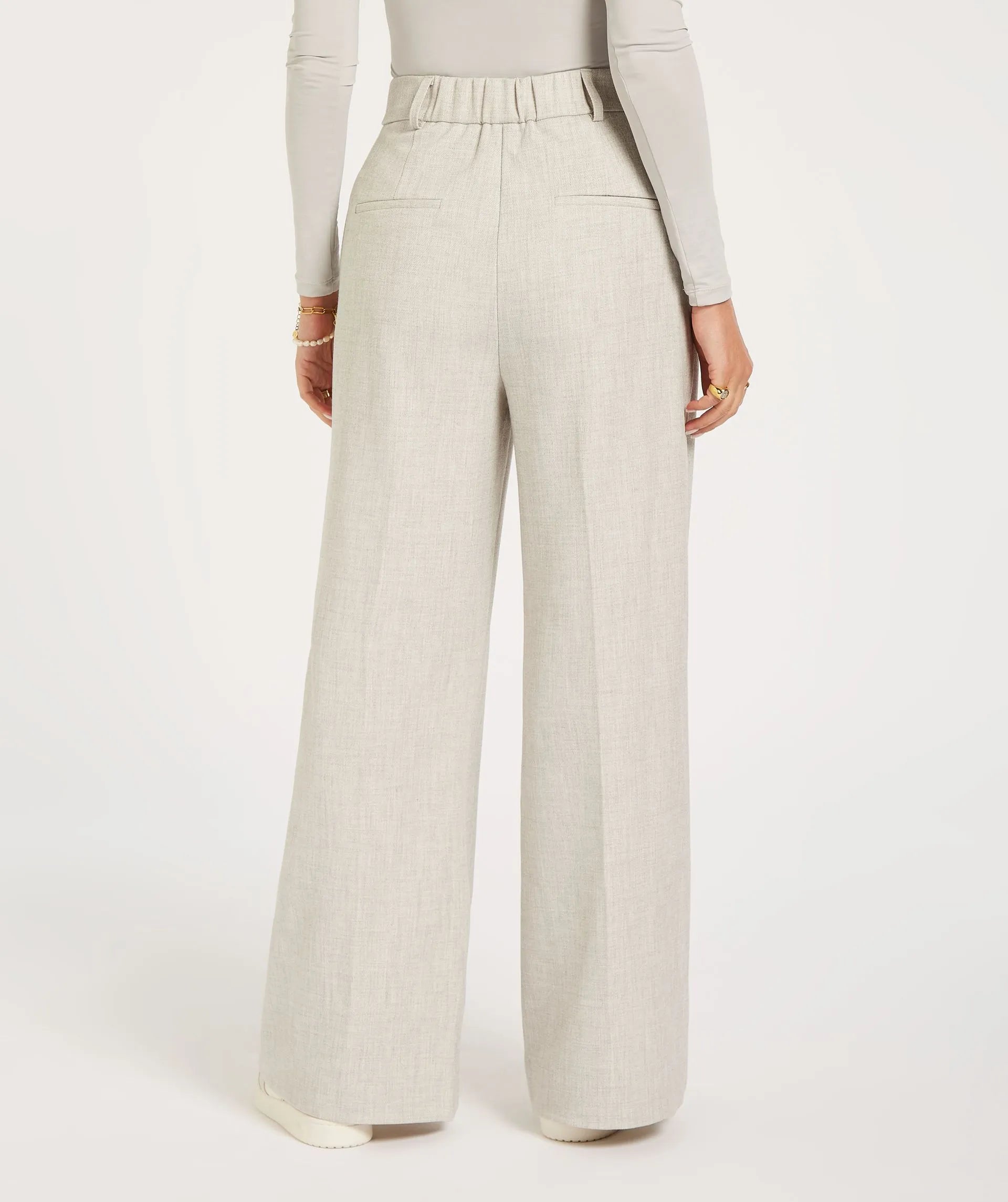 JV KATE high rise wide leg pantalon - light grey melange