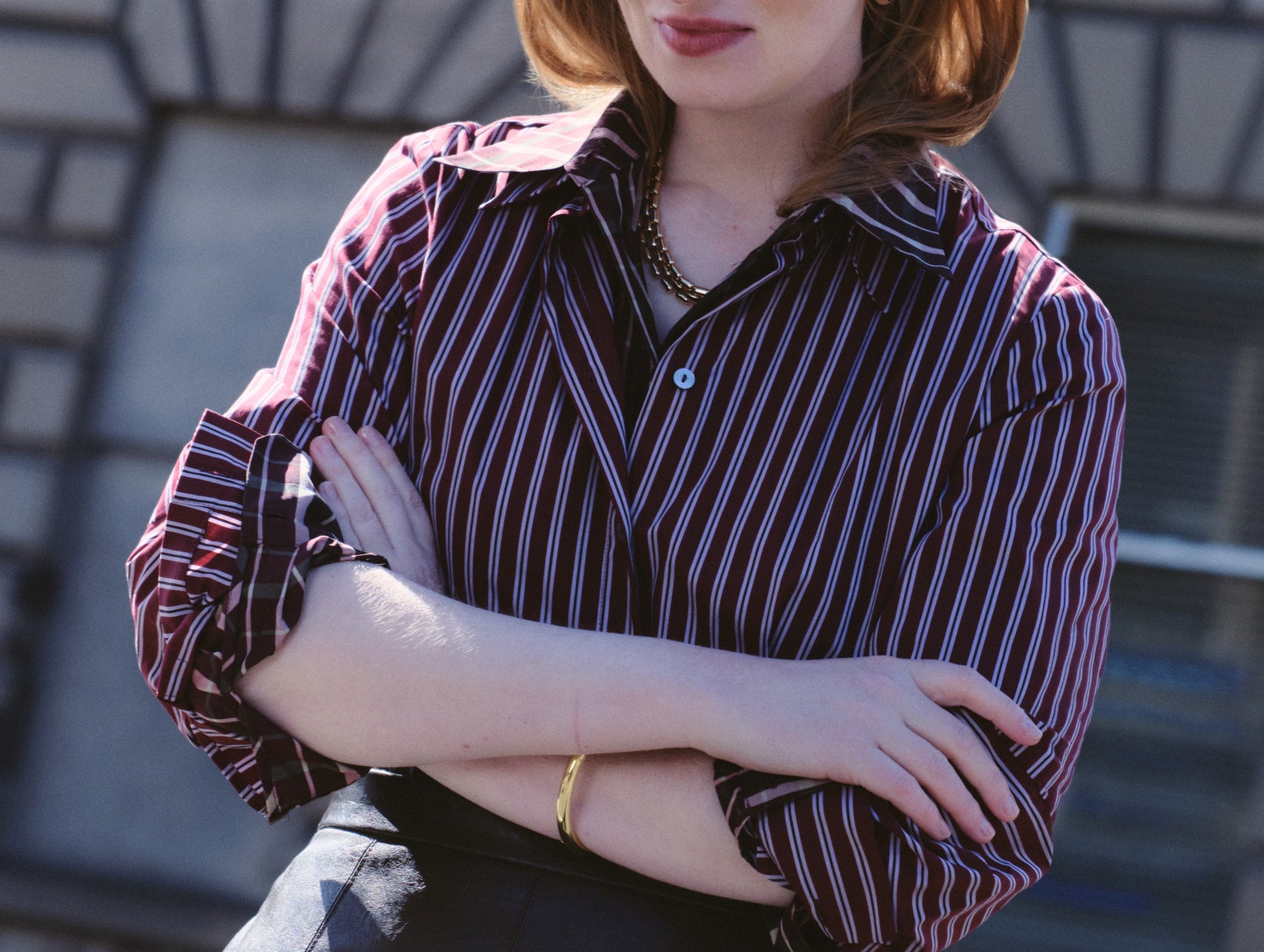 Gestreept katoenen blend shirt