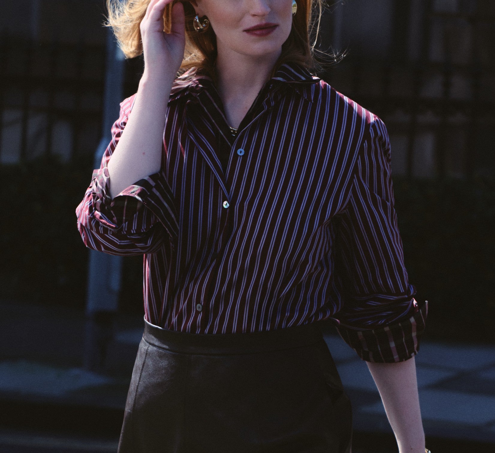 Gestreept katoenen blend shirt