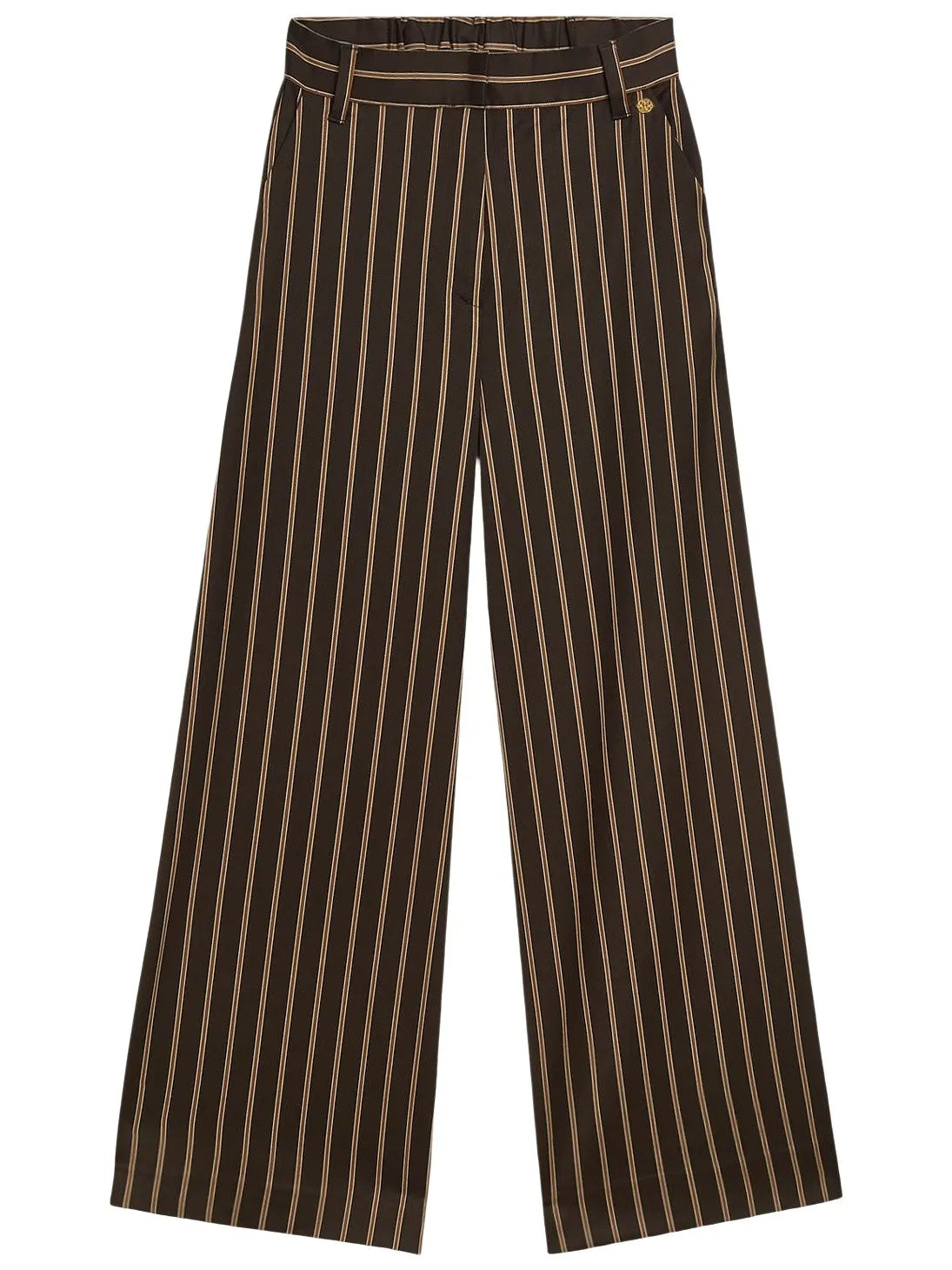 JV-DAVEY mid rise wide leg pantalon met strepen - dark brown stripe