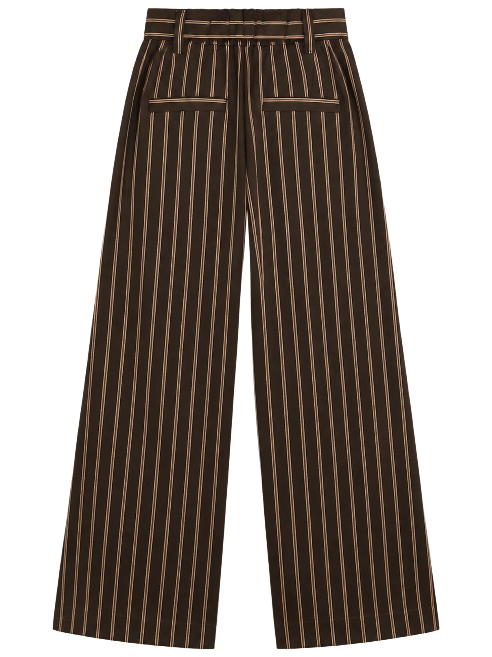 JV-DAVEY mid rise wide leg pantalon met strepen - dark brown stripe