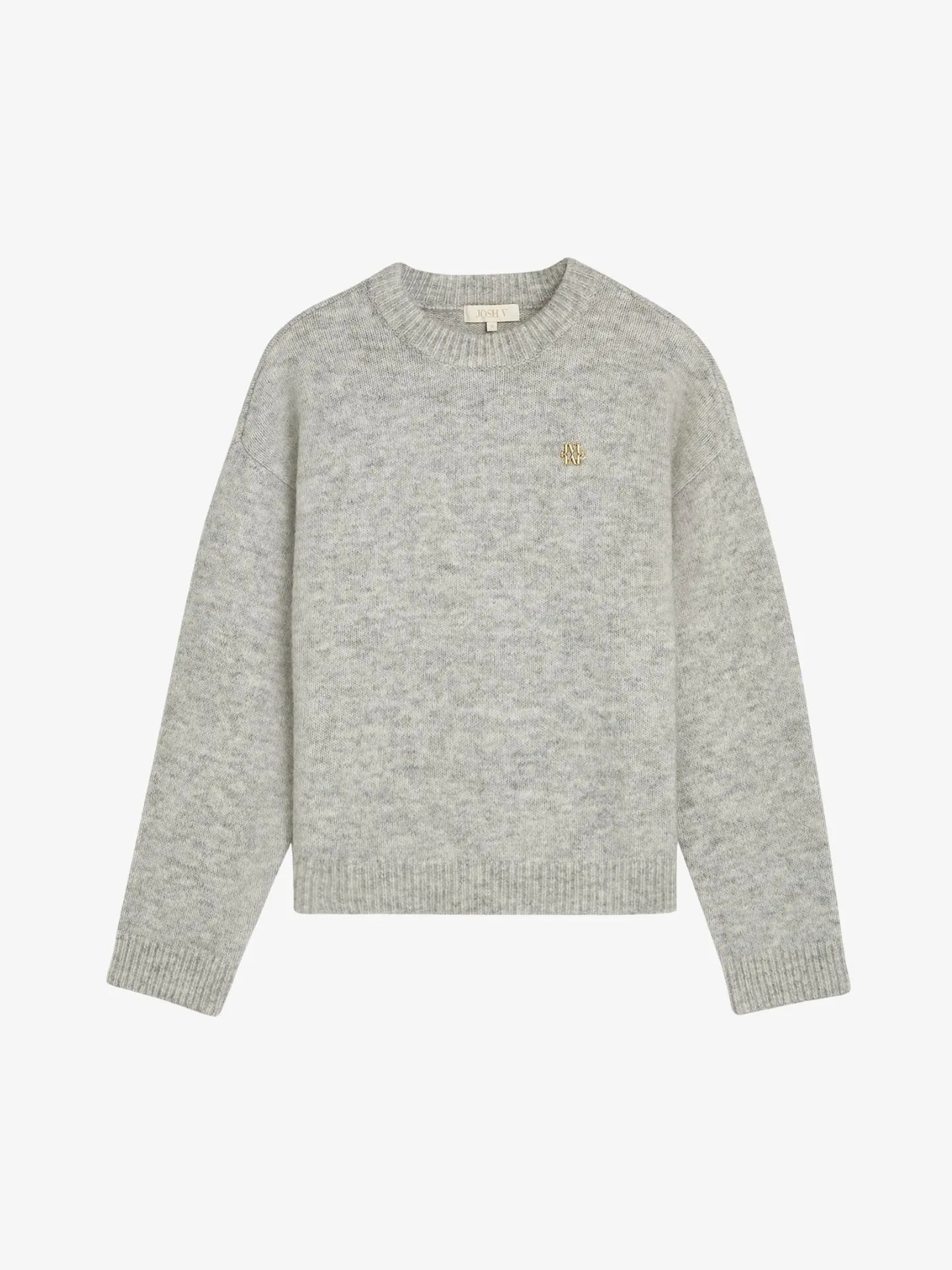 JV-IZE oversized sweater met logo - grey melange