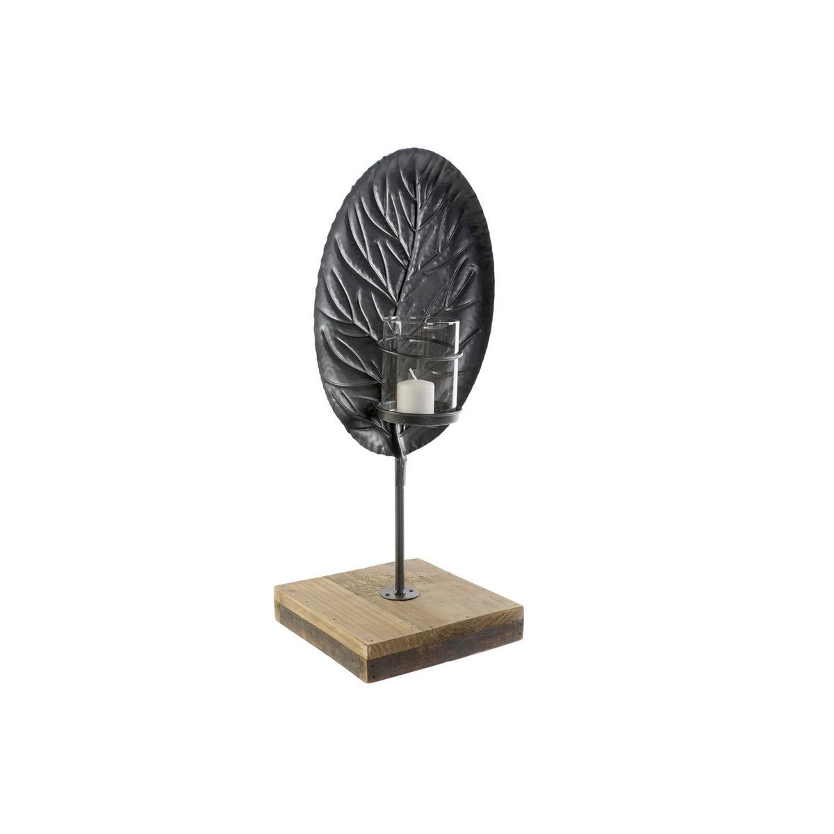 PORTAVELA METAAL MADERA 20X20X51 HOJA NEGRO
