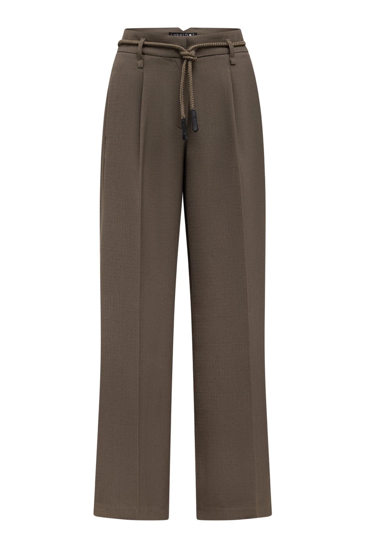Wijde bandplooi broek met koordceintuur