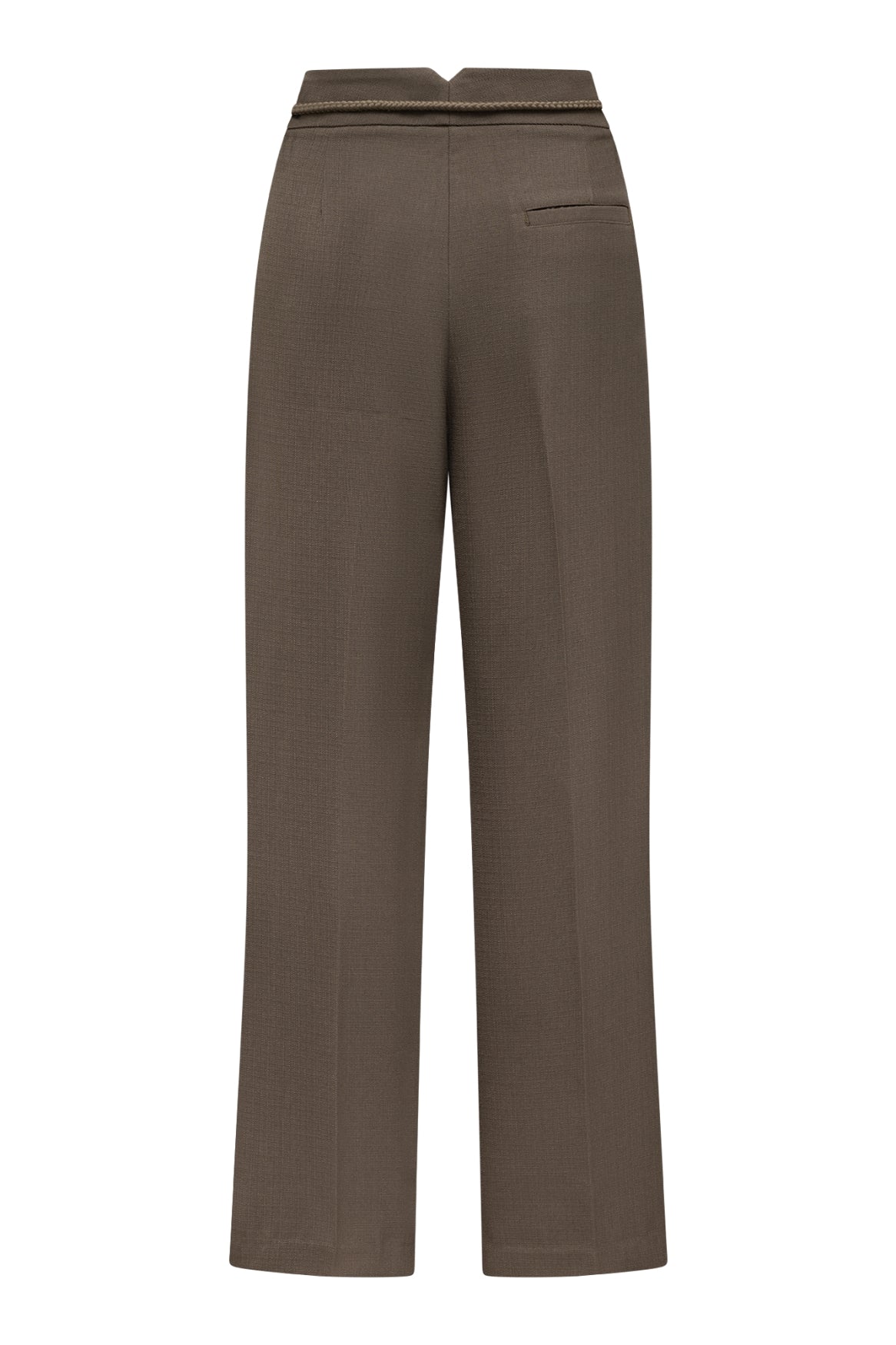 Wijde bandplooi broek met koordceintuur