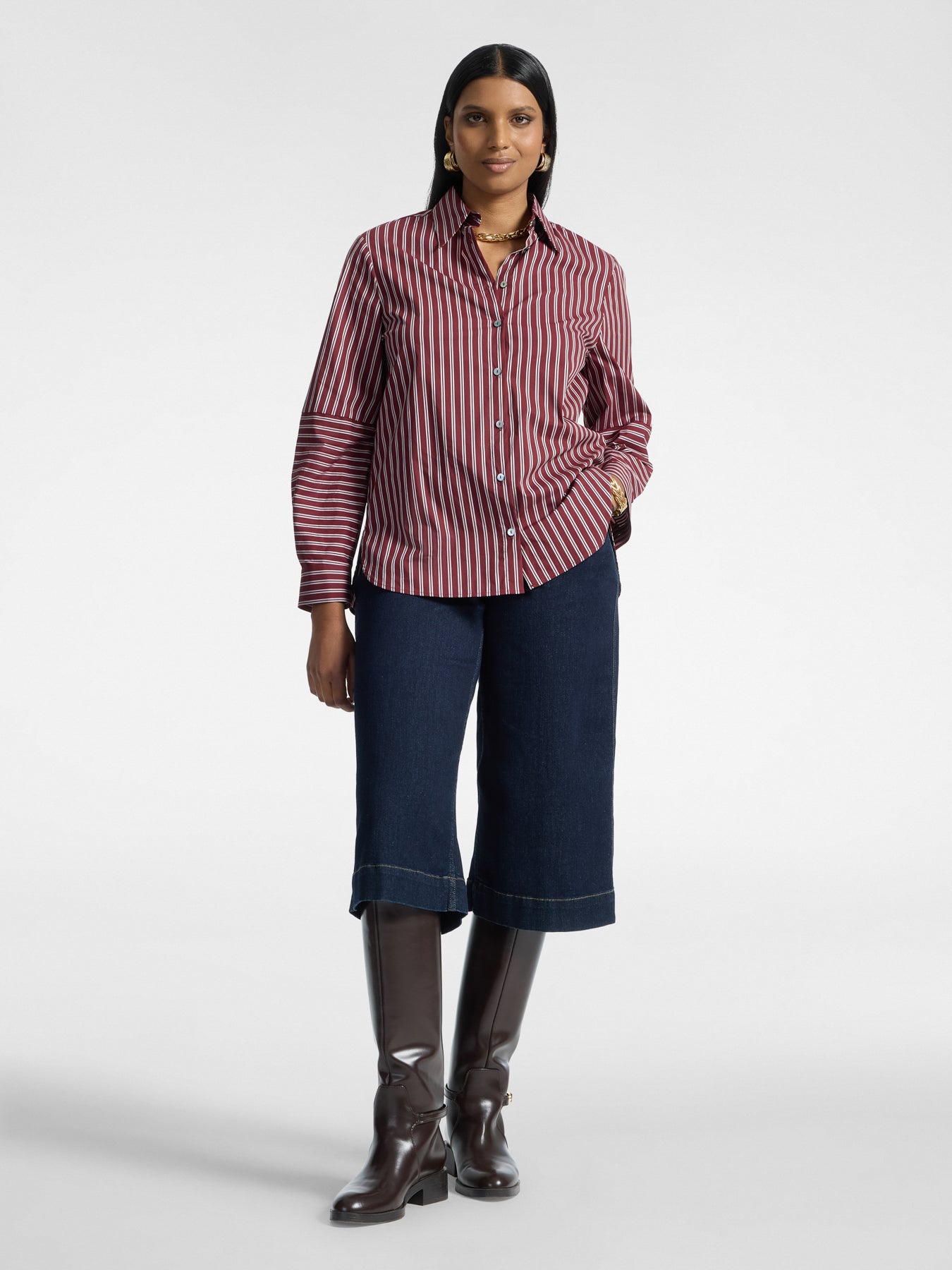 Gestreept katoenen blend shirt