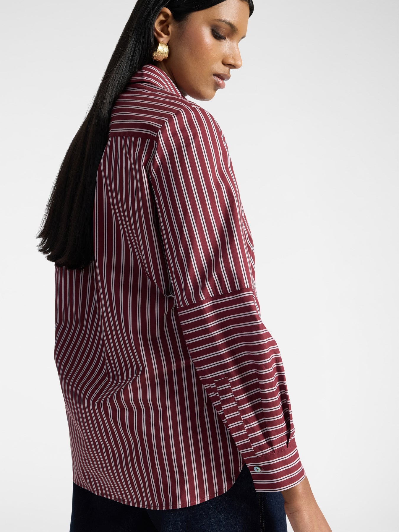 Gestreept katoenen blend shirt