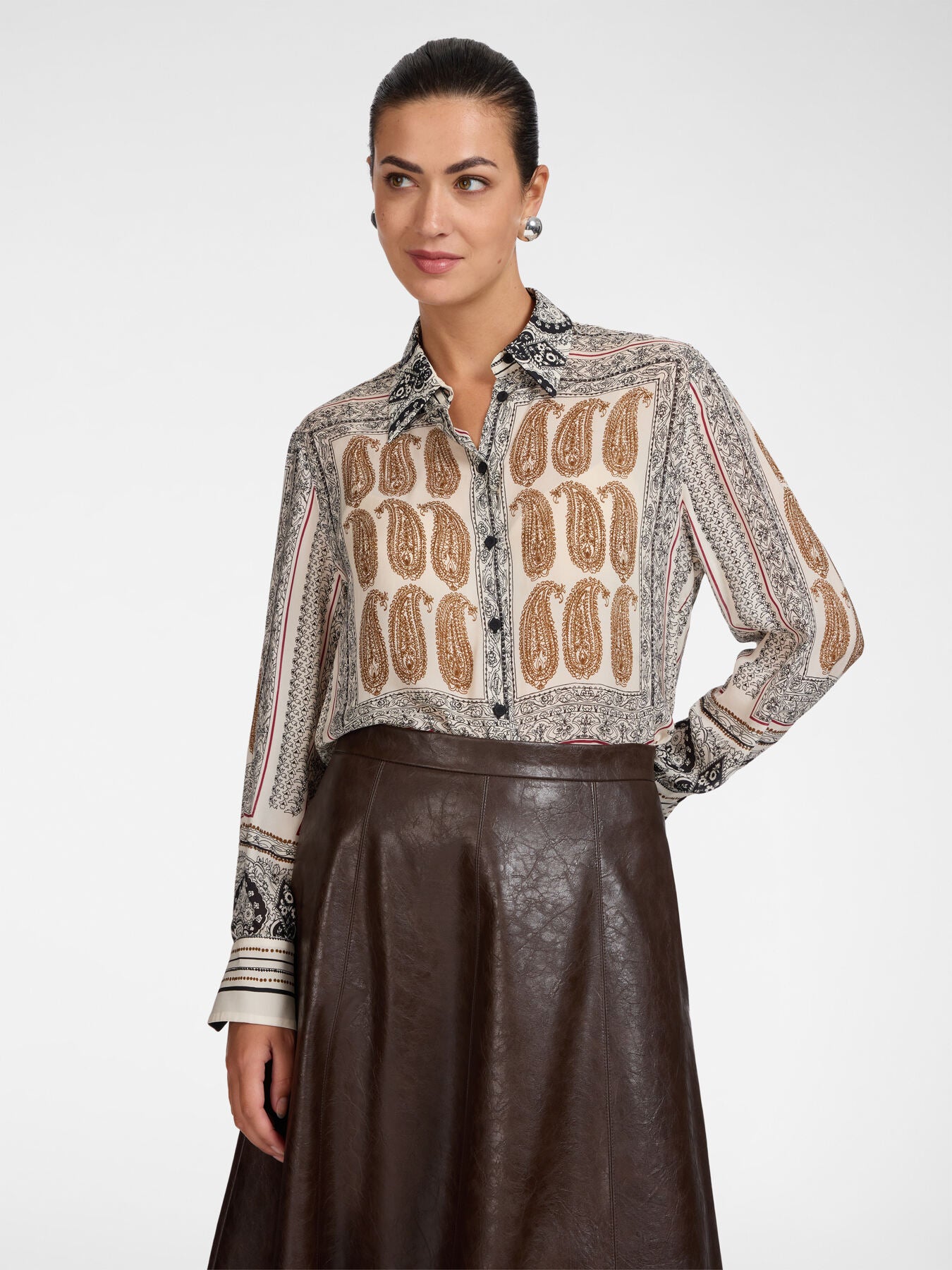 Bedrukte viscose blouse - Multi Caramel
