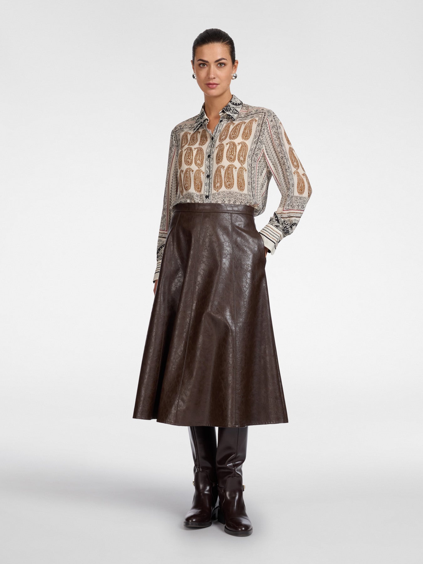 Bedrukte viscose blouse - Multi Caramel