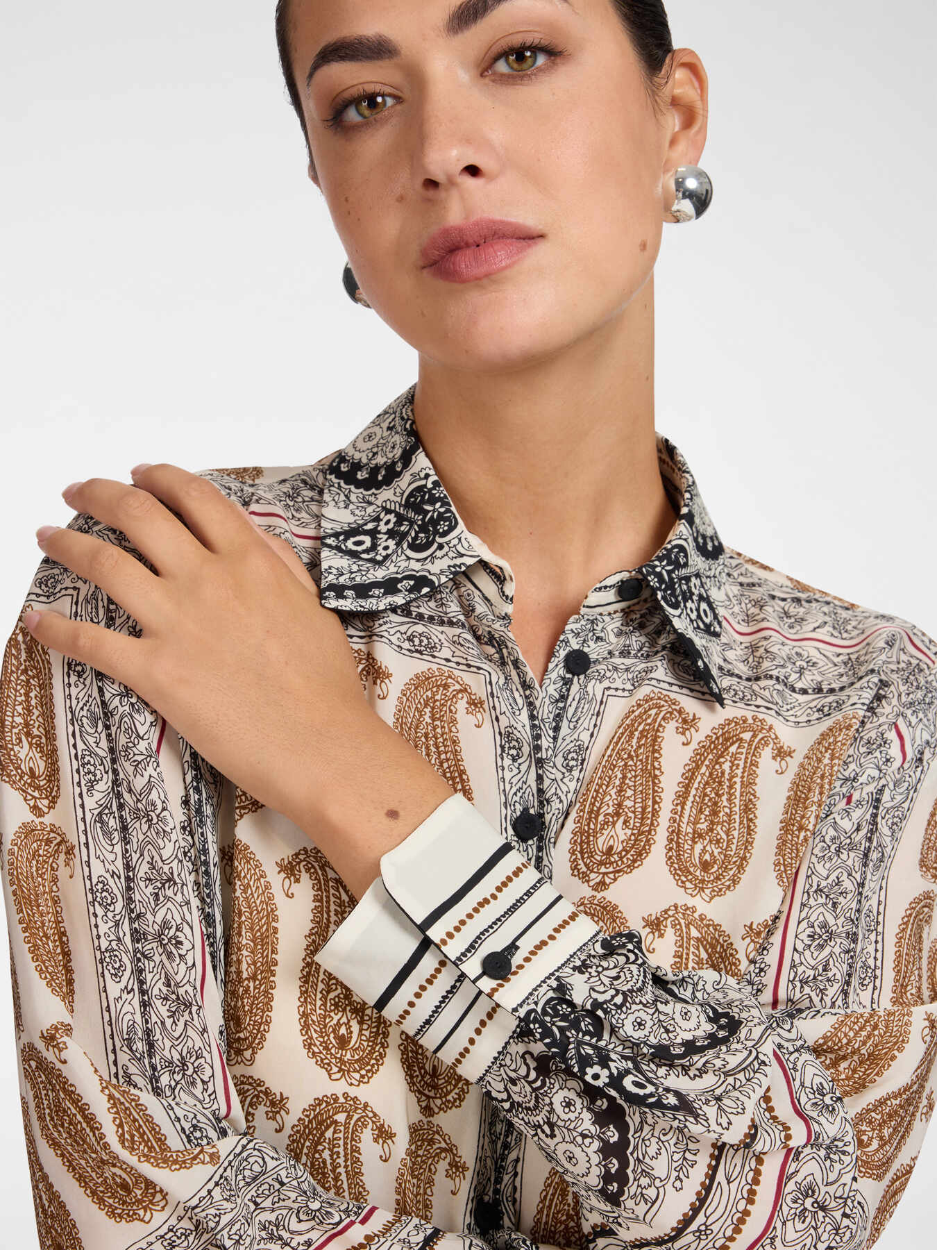 Bedrukte viscose blouse - Multi Caramel