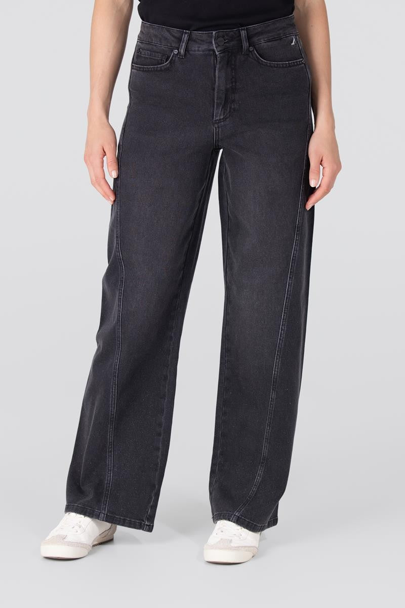 Evy wide leg jeans met glitter | Antraciet denim