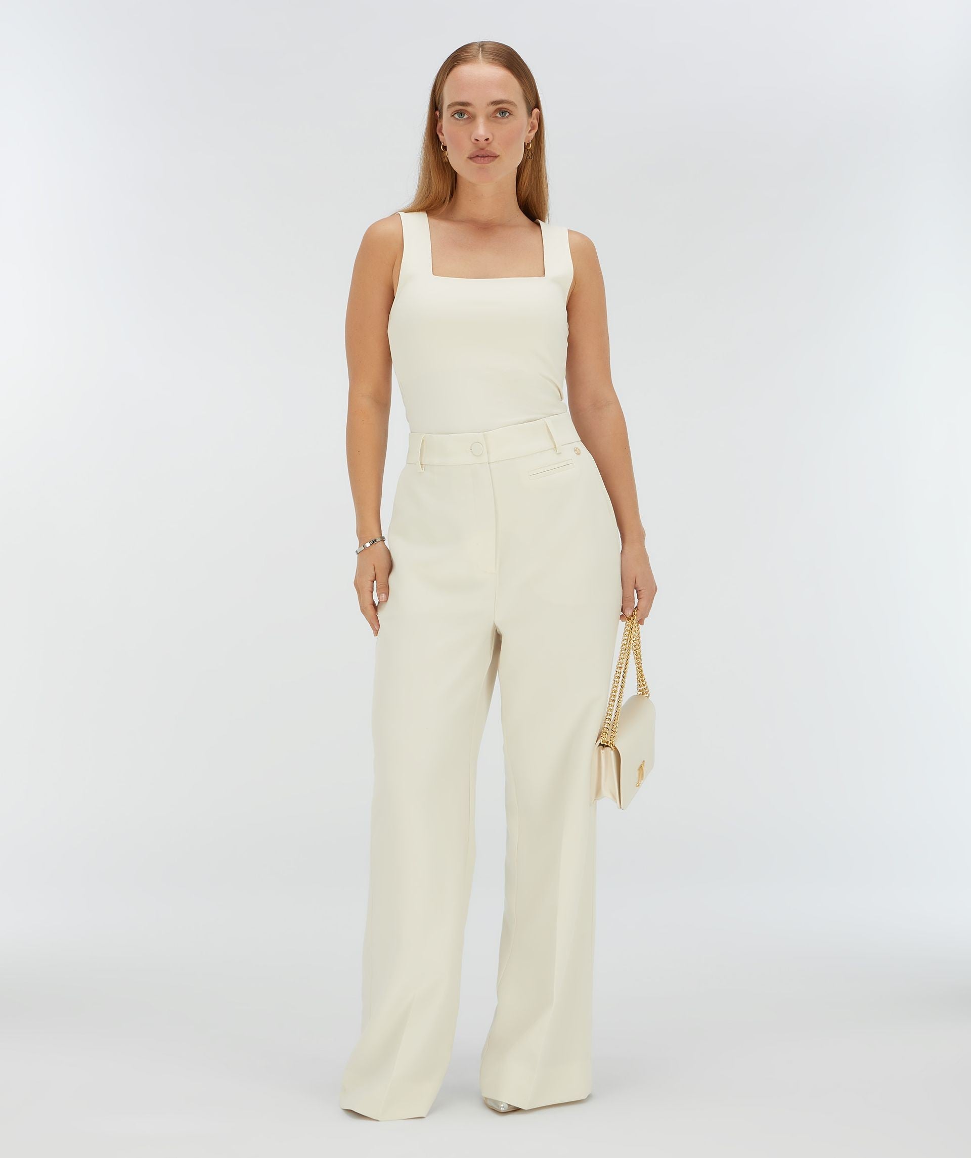 JV LINDE slim fit top - creme white