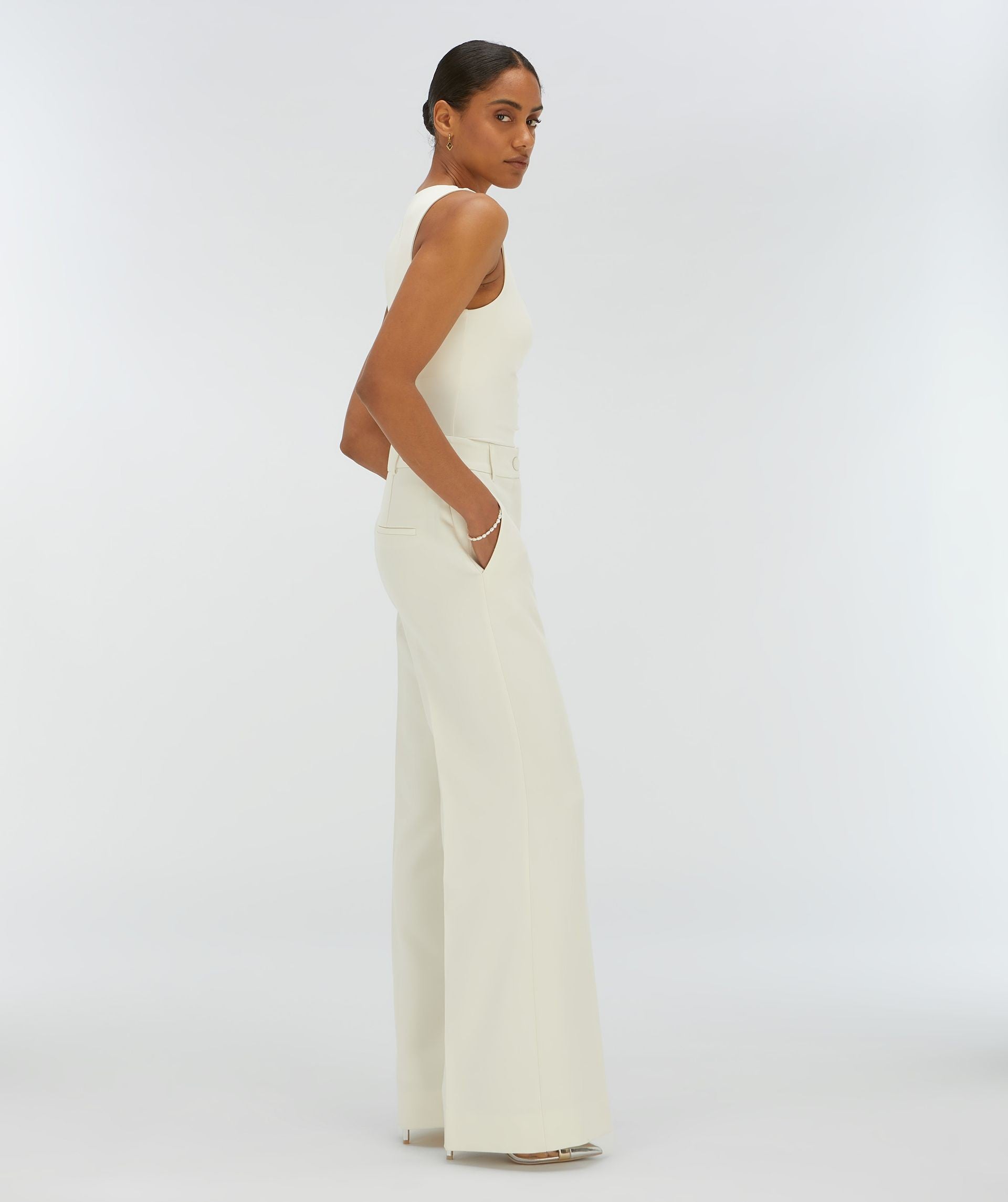JV KATE high rise wide leg pantalon - creme white