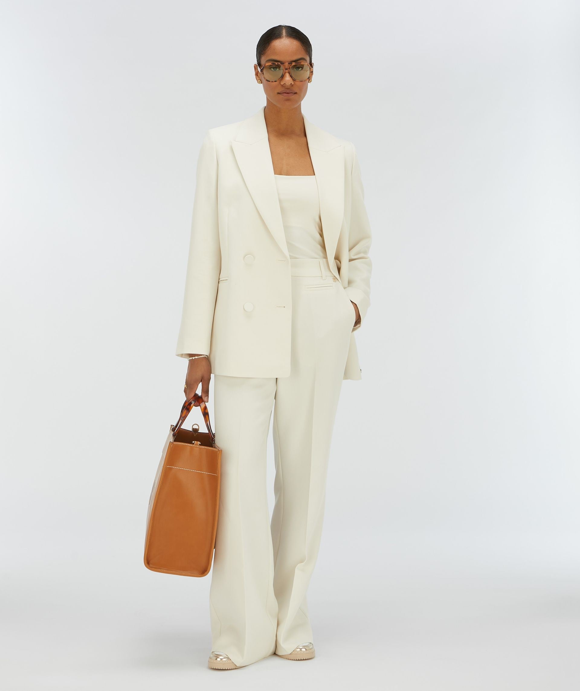 JV KATE high rise wide leg pantalon - creme white