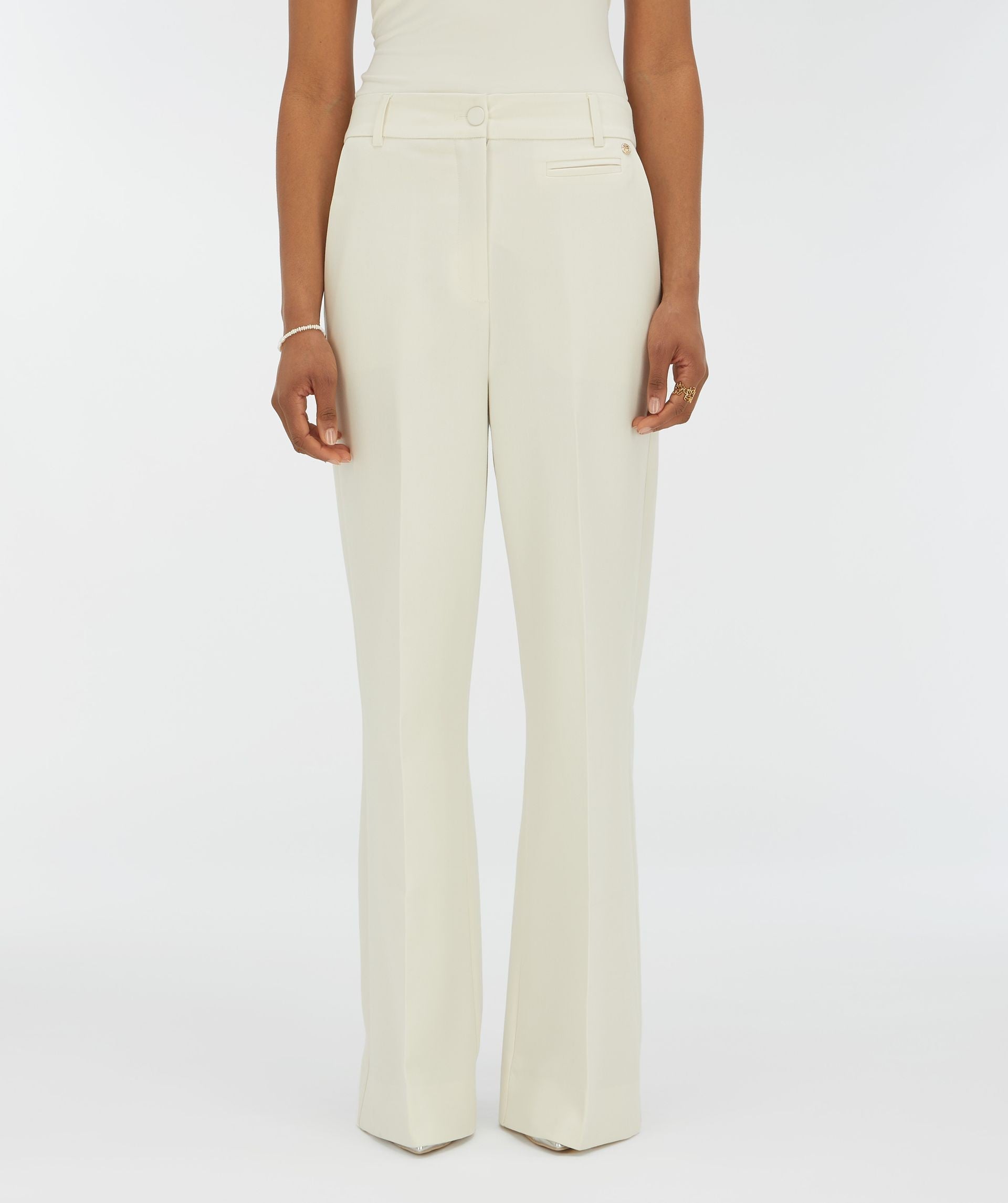 JV KATE high rise wide leg pantalon - creme white