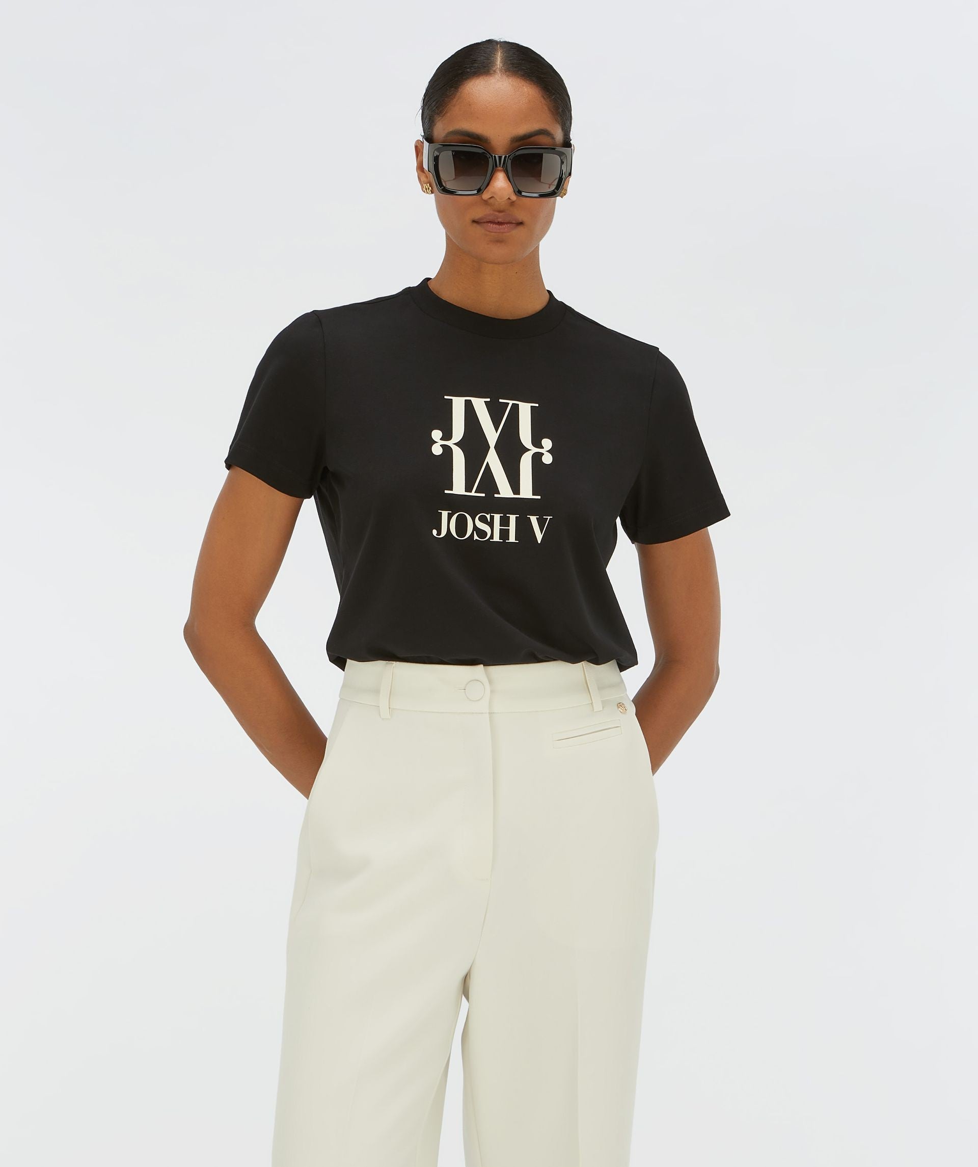 JV DORIE MONOGRAM slim fit T-shirt - black