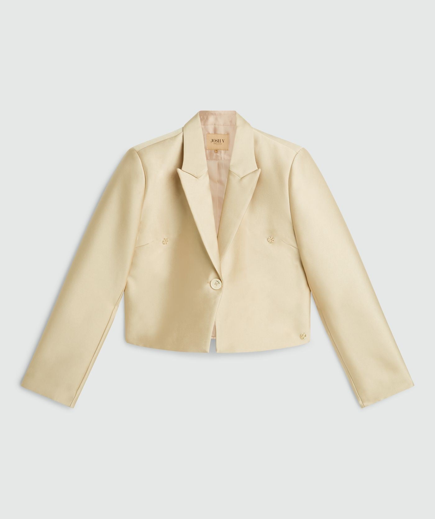 SILKE cropped blazer met strik - champagne