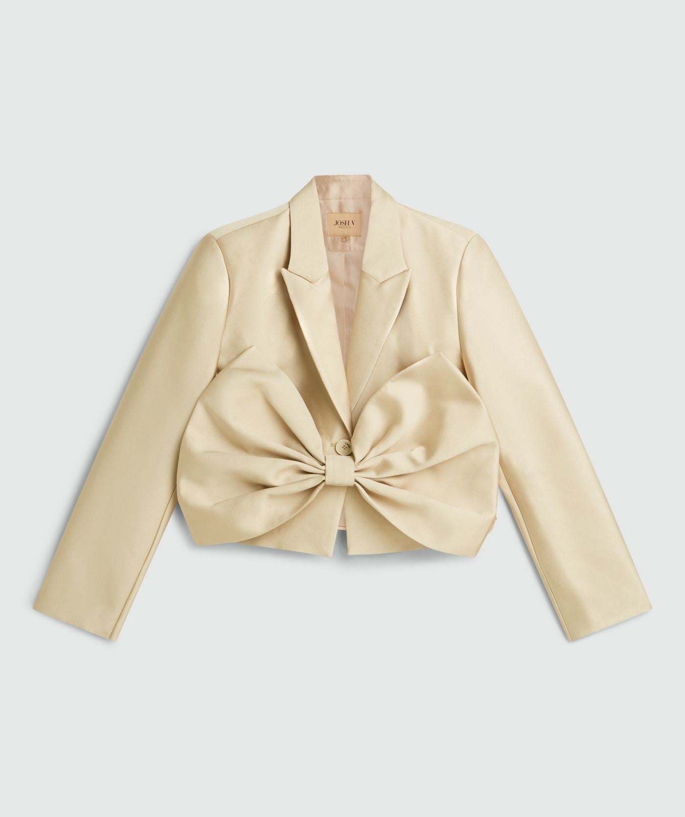 SILKE cropped blazer met strik - champagne