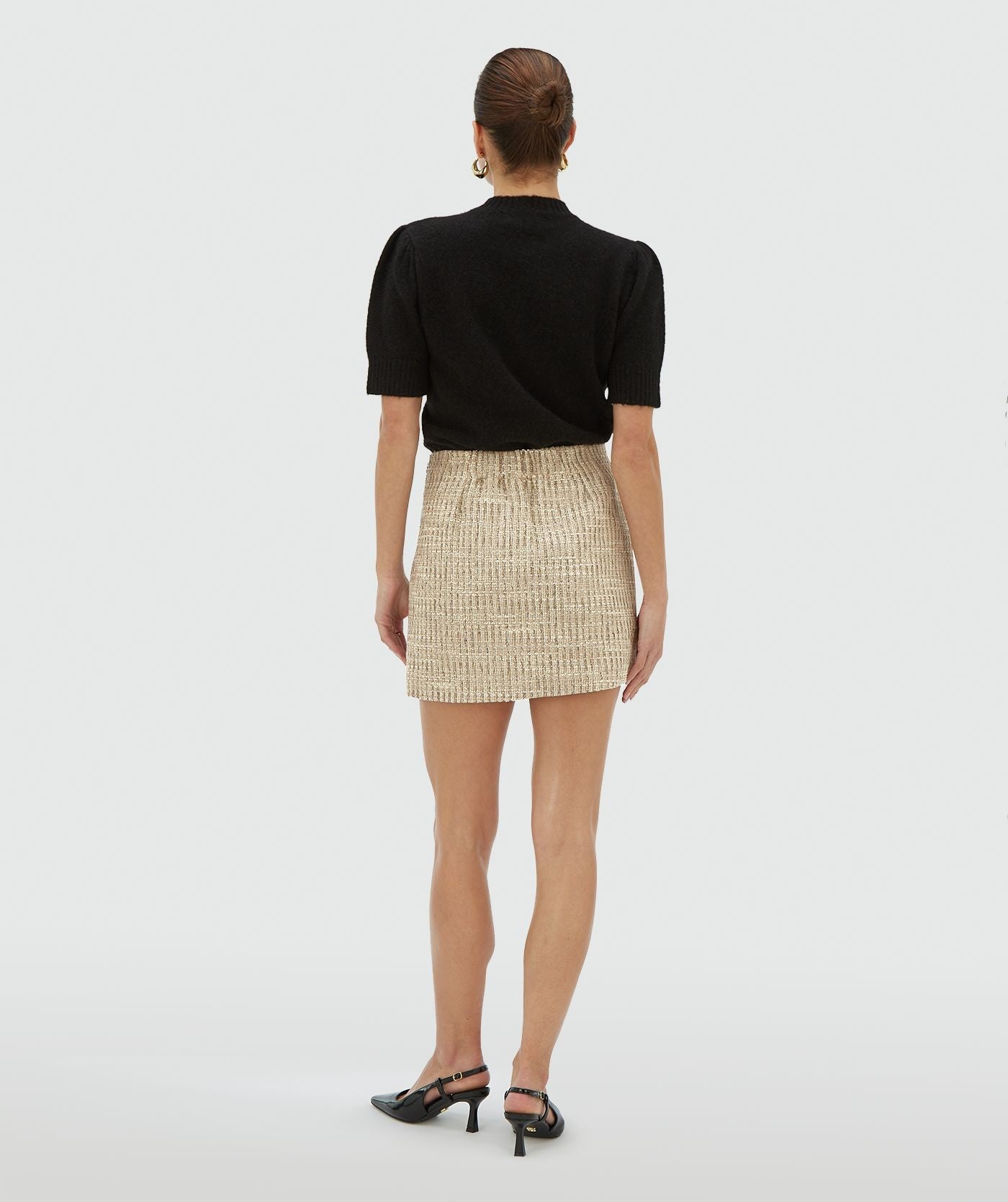 ETTA high waisted rok met lurex - light ecru