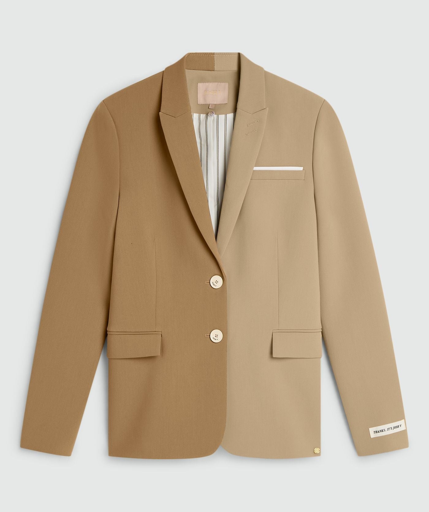 SUUS HOODIE oversized two-tone blazer - khaki light camel