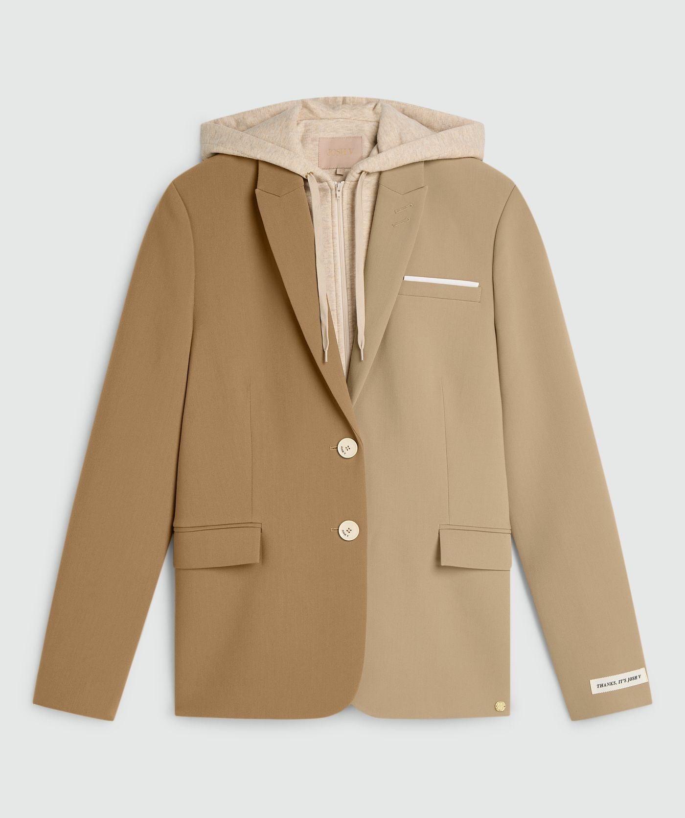SUUS HOODIE oversized two-tone blazer - khaki light camel